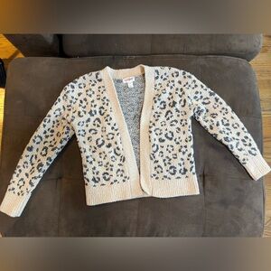Leopard Print Cardigan Sweater Size XS 4/5